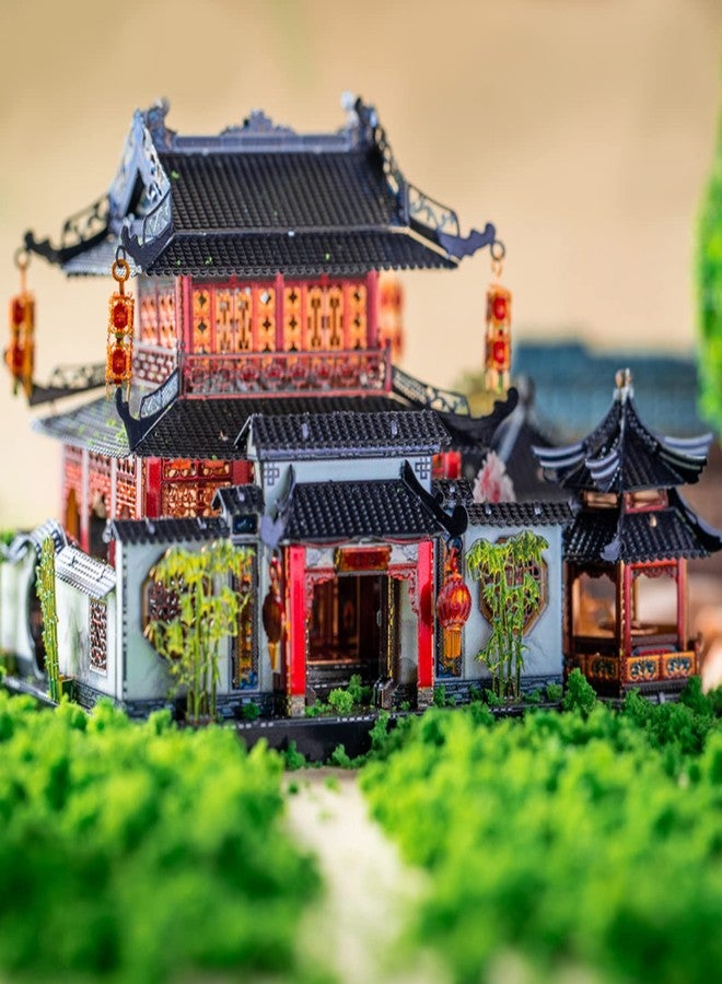 MU 3D Metal Puzzle for Adult Chinese Landscape Architecture Suzhou Style Gardens, Jigsaw DIY Miniature Model Kits for Beginner Building Birthday Gift, 110pcs - Image 5